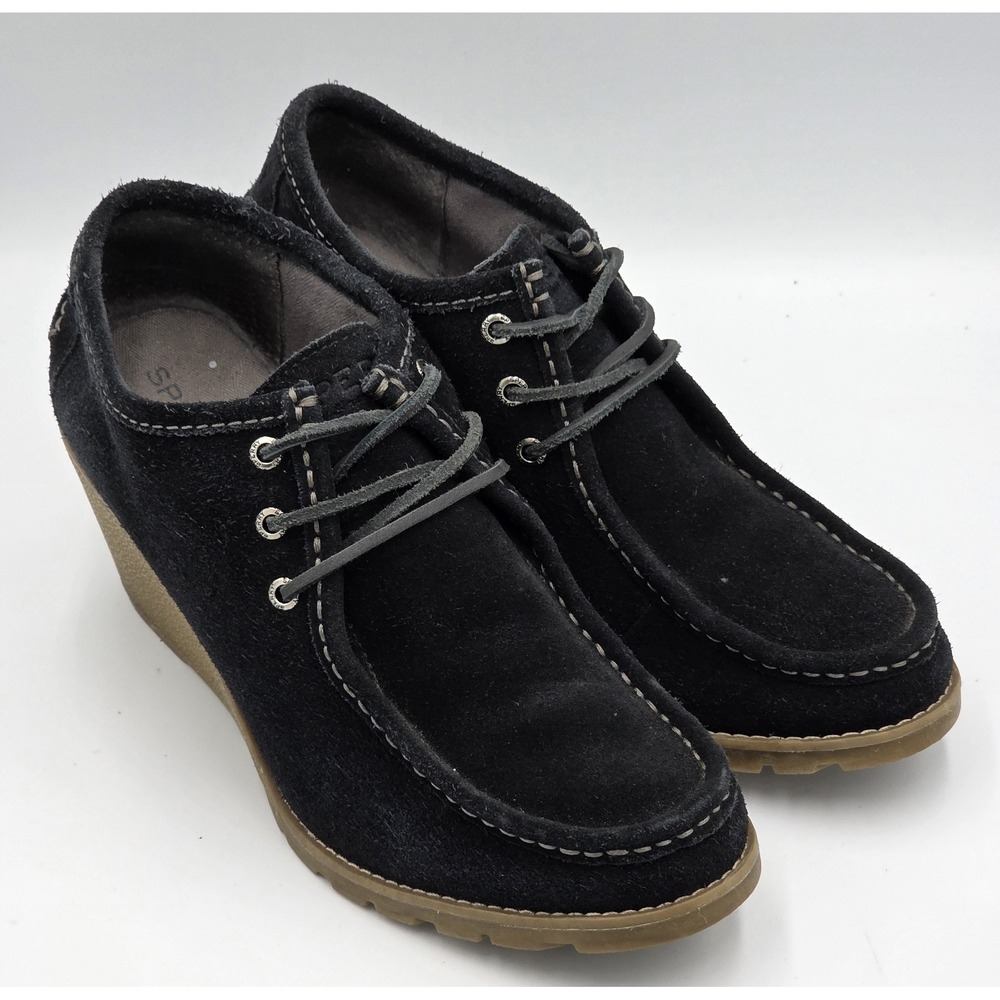 Sperry‎ Women's 9M Stella Keel STS96140 Black Leather Lace Up Ankle Bootie Boots